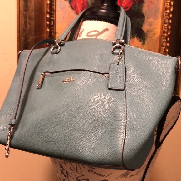 🩵 Coach pebbled leather crossbody bag with detachable strap, zipper pockets - Picture 3 of 17